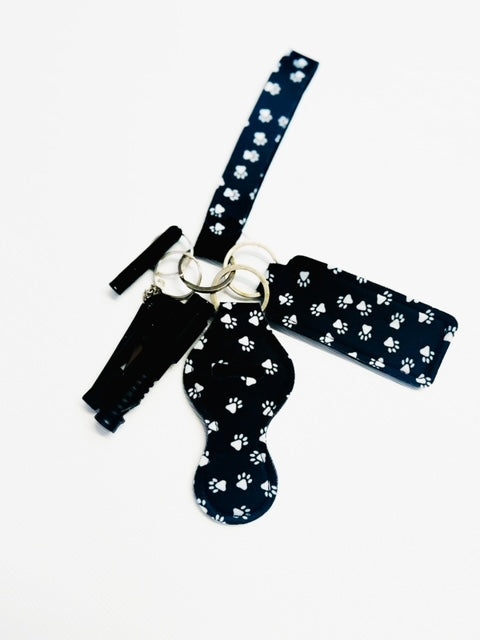 Safety Keychain - Black Paws