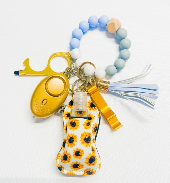 Beaded Defense Keychain - Sunflower