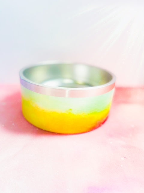 Sublimated Pet Bowl - Yellow Water Color