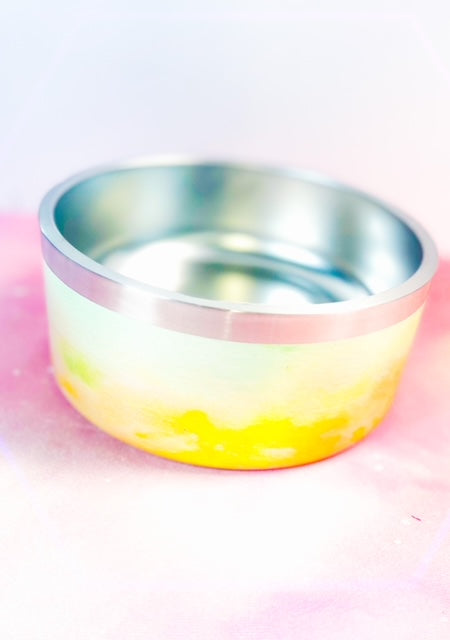 Sublimated Pet Bowl - Yellow Water Color